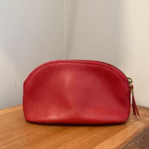 Madewell Red Leather Cosmetic Bag